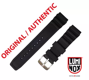 Original Luminox Watch Band 22mm 3000 3100 3200 3400 3600 8400 8800 BLACK SILVER - Picture 1 of 6