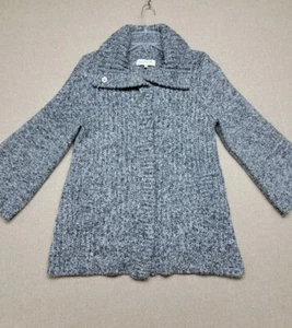 JONES NEW YORK SPORT Sweater Jacket Size Large Gray Large Snap Close Turtleneck - Picture 1 of 7