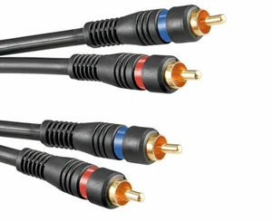 PRO 1m TWIN RCA PHONO CABLE 2 x Male to 2 x Male DOUBLE SHIELDED AMP SUB LEAD - Picture 1 of 5