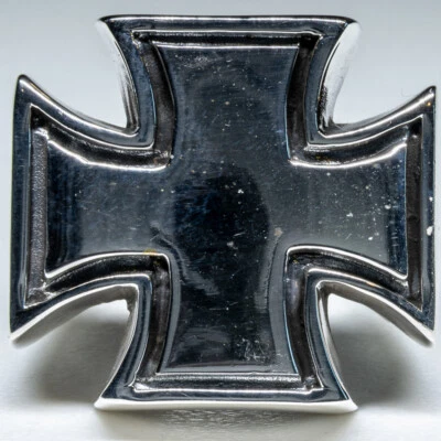 Iron Cross 925 silver Ring Maltese Schwartz Celtic Biker Gothic - Image 1 of 2