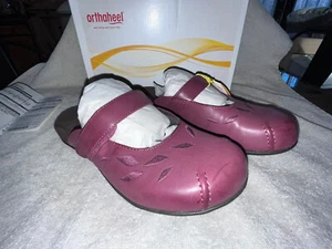 NIB Orthaheel Hannah Orthotic slip on mules w/leaf- wine Size 6 - Picture 1 of 8