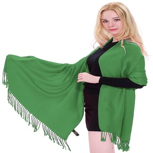 Forest Green Solid Color Design Shawl Scarf Wrap Stole Pashmina CJ Apparel *NEW* - Picture 1 of 12