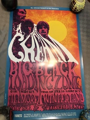 1968 CREAM Eric Clapton Fillmore Theatre Concert Promotional Poster 4th Printing - Image 1 of 3