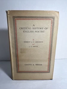 1944 A CRITICAL HISTORY OF ENGLISH POETRY: Herbert Grierson, First Edition, HCDJ - Picture 1 of 23