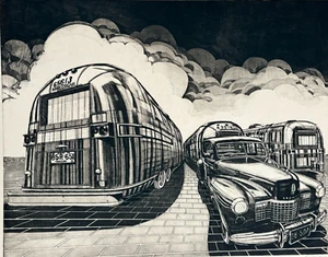Bruce McCOMBS "Airstreams" 1982 Original Etching Signed/Numbered 27/200 RARE - Picture 1 of 9