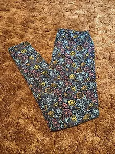 LuLaRoe Women’s Leggings Size L-XL Beautiful Floral Pattern Pink Blue Yellow - Picture 1 of 4