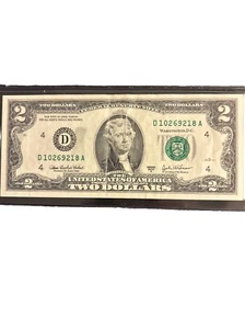 $2 Two Dollar Bill-2003 Series A-Low Serial # Rare Circulated - Picture 1 of 2