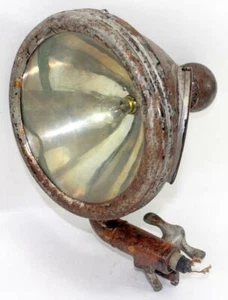 Antique Automobile BRIDGEPORT Searchlight Spotlight w/ Rearview Mirror ~ WORKS - Picture 1 of 10