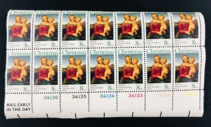 1973 Christmas Madonna & Child 8 Cent 8c Stamp Block of 14 Scott Catalog #1507 - Picture 1 of 7