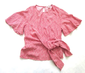 H&M Romantische Bluse aus Viskose Farbe Rot / Weiß Gr. 38 - Bild 1 von 4