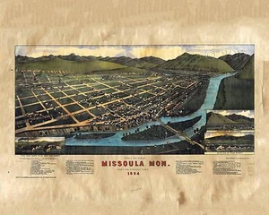 Mapa histórico mejorado artísticamente "Missoula, Montana 1884" Lisa Middleton - Imagen 1 de 1