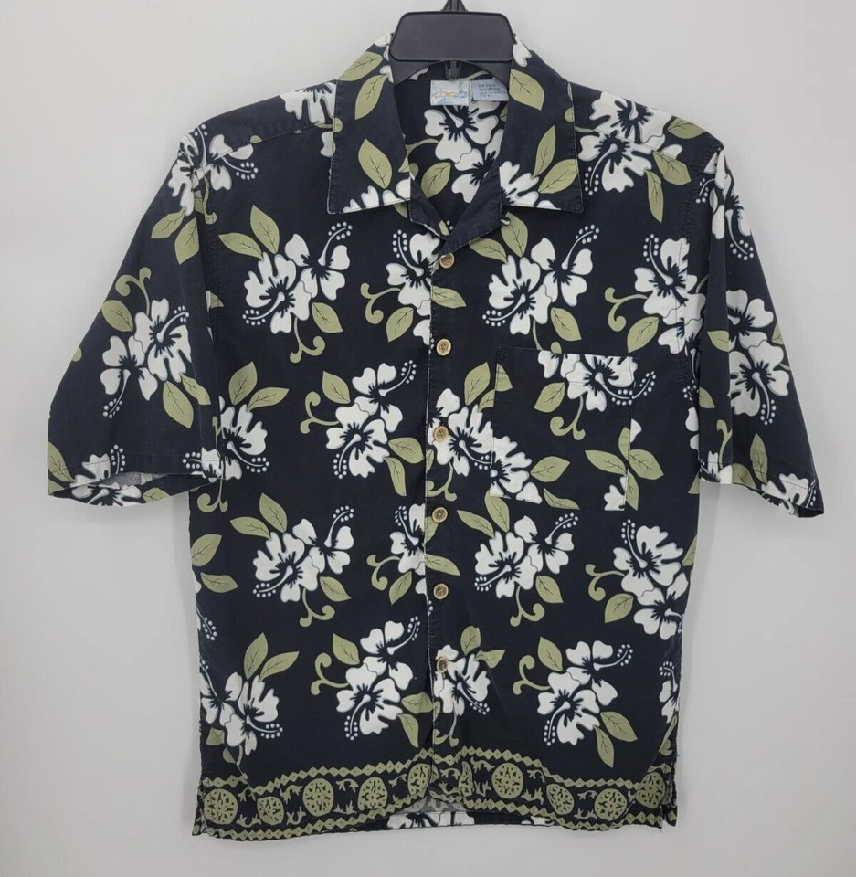 Camisa hawaiana OP Ocean Pacific para hombre mediana negra floral tropical Y2K ropa de calle Foto 1 de 4