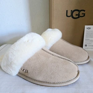 NEW WOMENS 11 SAND 1106872 UGG SCUFFETTE II SUEDE SHEEPSKIN SLIDE SLIPPERS - Picture 1 of 6