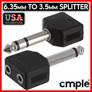 Adaptador convertidor de auriculares de audio de 6,35 mm a 2x 3,5 mm divisor Y estéreo/mono de 1/4" - Imagen 1 de 9