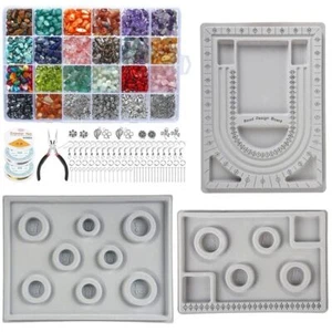 1187x Jewelry Making Kit Gemstone Chip Beads Beading Board DIY Bracelet Earring - Picture 1 of 20