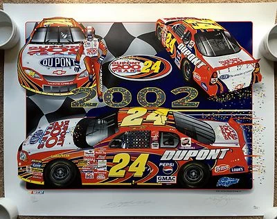 JEFF GORDON & SAM BASS Signed Autographed 22x28 Lithograph, Poster, JSA - Image 1 of 4