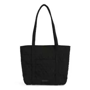 NWT Vera Bradley Small Vera Tote Classic Black Microfiber Purse Handbag - Picture 1 of 3