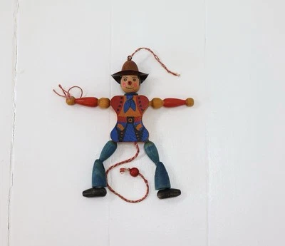 Vintage Retro Wooden Pull String Jumping Jack Cowboy Puppet  Gschnitzer Austria - Image 1 of 4