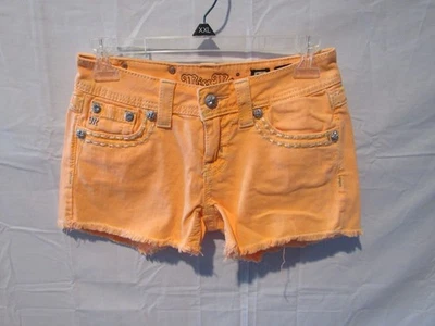 Miss Me Women's Neon Orange Denim Shorts Jean Boyfriend Distressed Size 25 - Image 1 of 4