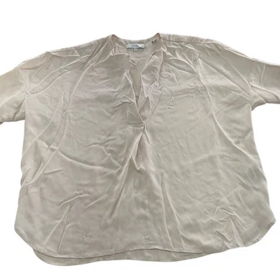 Blusa popover Vince feminina média bege creme seda elástica em seda chiffon - Imagem 1 de 4