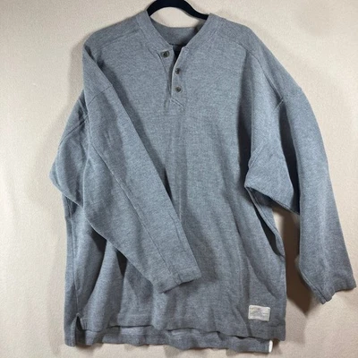 Camisa grande masculina vintage Abercrombie & Fitch anos 90 Y2K com nervuras Henley tamanho G cinza 3 botões - Imagem 1 de 4