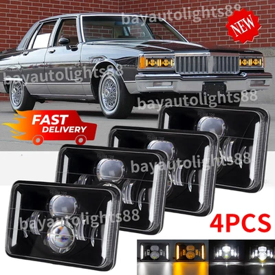 4pcs 4x6" Led Headlights DRL Turn fit for Pontiac Parisienne Brougham 1975-1985 - Image 1 of 4