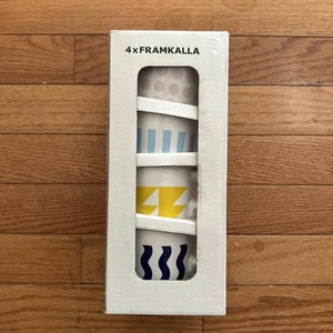 Ikea Framkalla Kaffee Tee 7 Unzen Tasse Keramik 4er Set Mehrfarbig Retro Design NEU - Bild 1 von 5