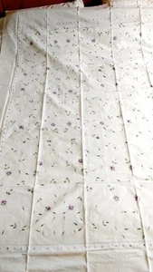 Single Duvet Cover & Pillowcase White with Purple Embroidered Flowers Vintage - Picture 1 of 8