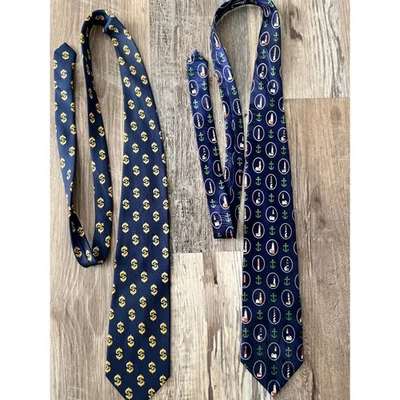 Corbata ancla faro náutico de seda azul marino club polo Beverly Hills para hombre Foto 1 de 4