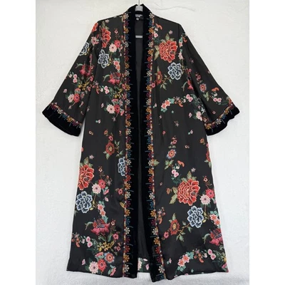 Chaqueta plumero Johnny Was Workshop Kimono XS floral seda rayón terciopelo Foto 1 de 4