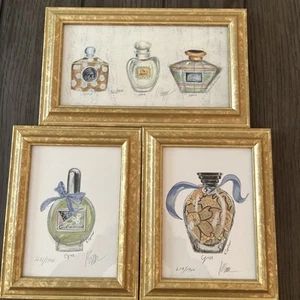 Kolene Spicher Kosmetik Parfüm Aquarell Drucke signiert Pinsel 3 Kosmetik Posten - Bild 1 von 11