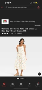 Women's Smocked V-Waist Midi Dress - A New Day Cream Seashell XL R1090 - Picture 1 of 2