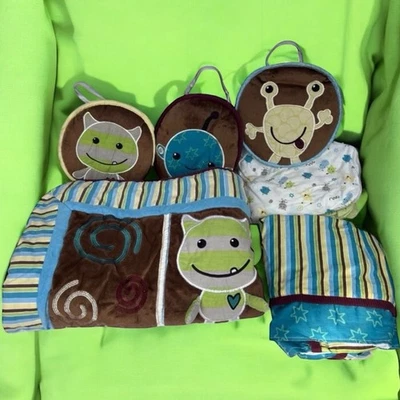 CoCaLo Peek-a-Boo Monsters 7-Pc Crib Bedding Set Rare HTF Complete w/ Bag - Image 1 of 4