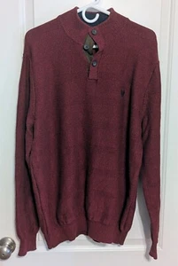 Chaps 1/4 Button Mock Neck Pullover Sweater Maroon Mens XL - Picture 1 of 5