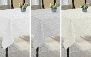 Round, Rectangular Extra Large Grey, White, Cream Polyester Tablecloths, 6 Sizes - Picture 1 of 13