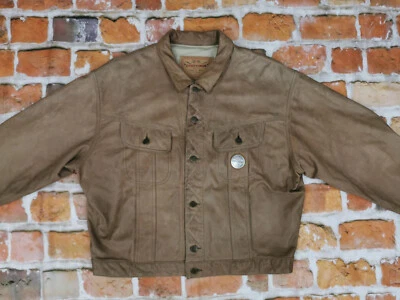 Chevignon Conquest Vintage Leather Jacket Western Denim Style Size L Tip Top - Image 1 of 4