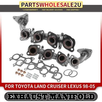 2x Left & Right Exhaust Manifold w/ Gasket for Toyota Land Cruiser Lexus LX470 - Image 1 of 4