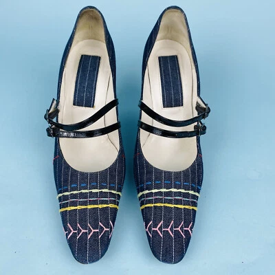 Christian Lacroix Sz. 6 Италия черный ремень вышитый заостренный носок каблука насос  - Изображение 1 из 4