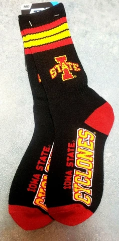Iowa State Cyclones Mens Large L NCAA 4 Stripe Deuce Crew Socks  10-13 Ship NOW Cover