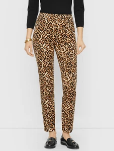 NEW $99 TALBOTS Chatham Brown Leopard Twill Bi-Stretch Ankle Pants Sz 4 - Picture 1 of 5