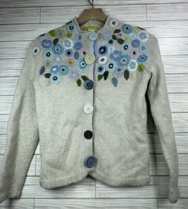 Sigrid Olsen | Women's VTG Floral Embroidered Snap Button Cardigan - Picture 1 of 9