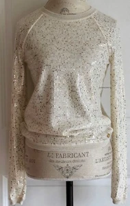 CHANEL 18C PARIS GREECE IVORY GOLD  PAILETTE  ANGORA SILK  CC LOGO SWEATER 36 - Picture 1 of 16