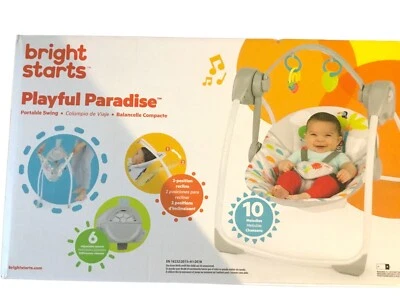 Columpio portátil compacto para bebé Bright Starts Playful Paradise con juguetes, unisex Foto 1 de 4