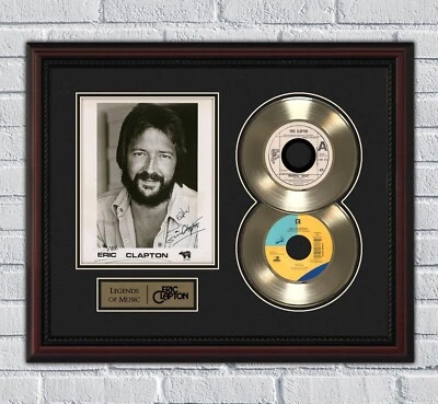 Eric Clapton 2 Framed Gold or Platinum 45 Record w/ Reproduction Signatures - Image 1 of 4