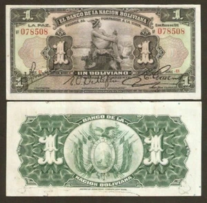 Bolivia 1 PESO BOLIVIAN P-103 1911 Red Serial # UNC Bolivian World Currency NOTE - Picture 1 of 4