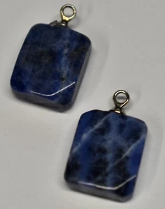 SODALITE PENDANTS (2) SILVERTONE HARDWARE *FOR  EARRINGS * 11mm X 13mm * NICE - Picture 1 of 2