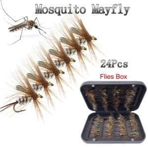 24Pcs/Box Fly Fishing Lure Nymph Dry Flies Bionic Bait Fly Trout Fishing Lures - Picture 1 of 17