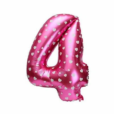 Pink Foil Balloon Number 4 Birthday Age Party Wedding Inflatable Banner Decor - Image 1 of 2