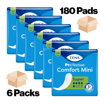 180 TENA Comfort Mini Super - 6 Packs of 30 - Incontinence Pads - 800ml