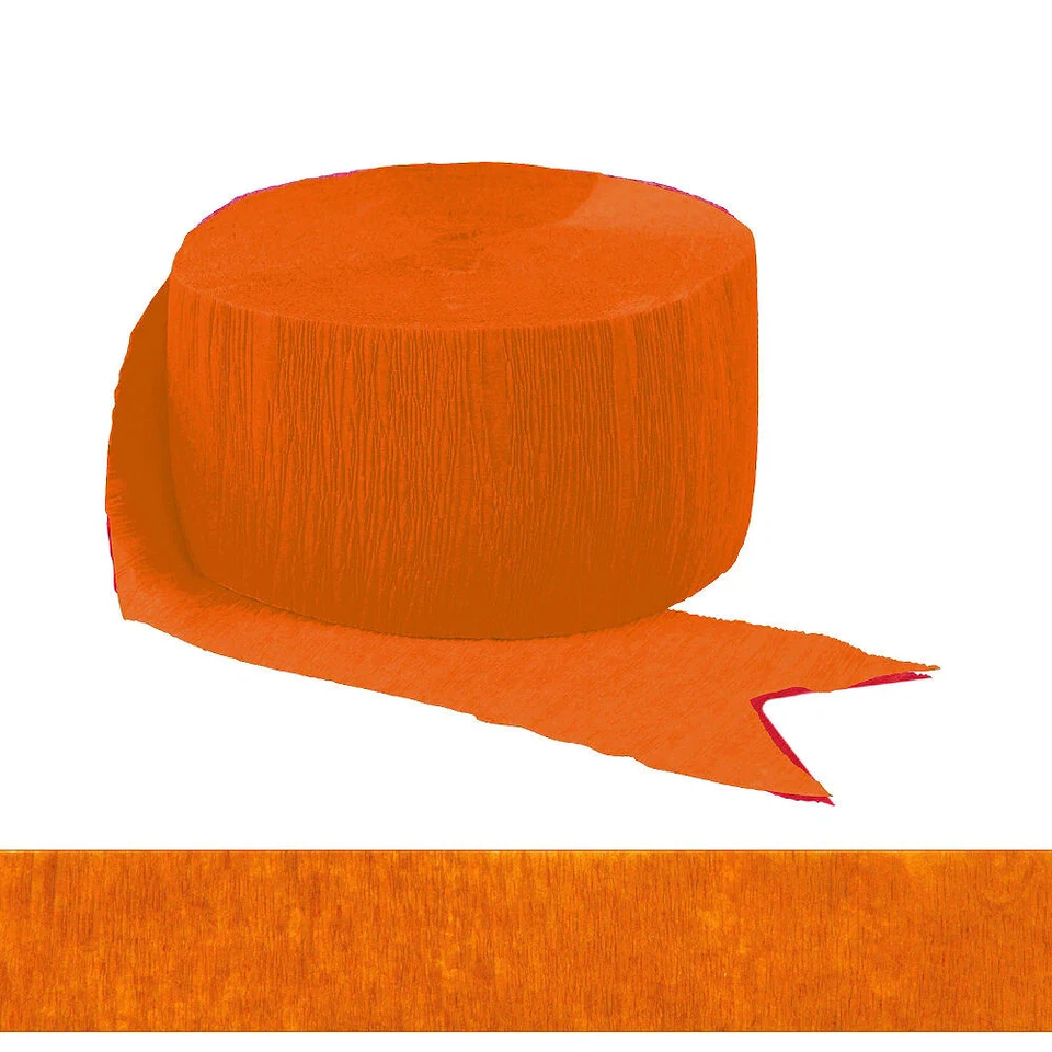 Construction Party Supplies Orange Peel Crepe Paper Streamer 24m Roll Decoration - Image 1 of 1